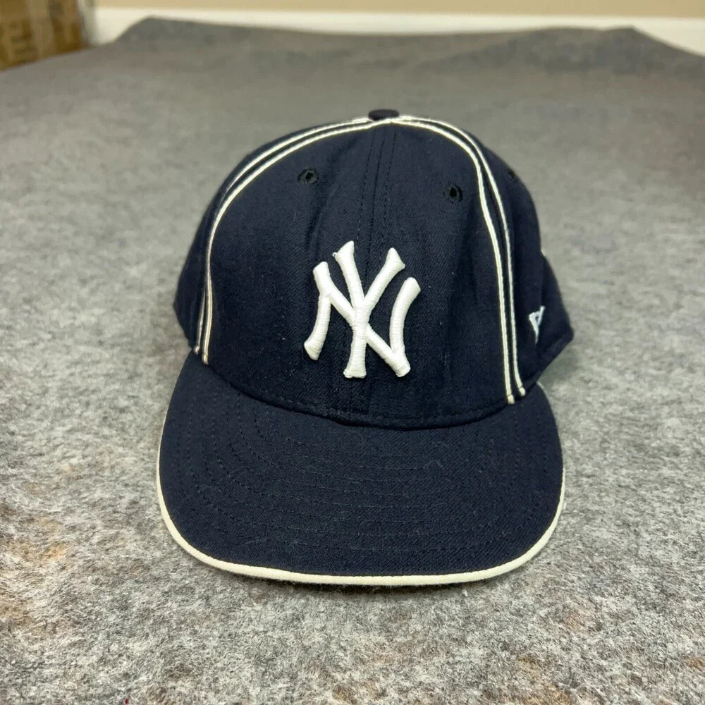 Vtg New York Yankees Mens Hat Cap 7 3/8 Navy White New Era 59Fifty Wool Baseball